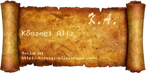 Kőszegi Aliz névjegykártya