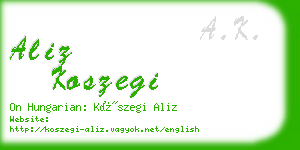 aliz koszegi business card